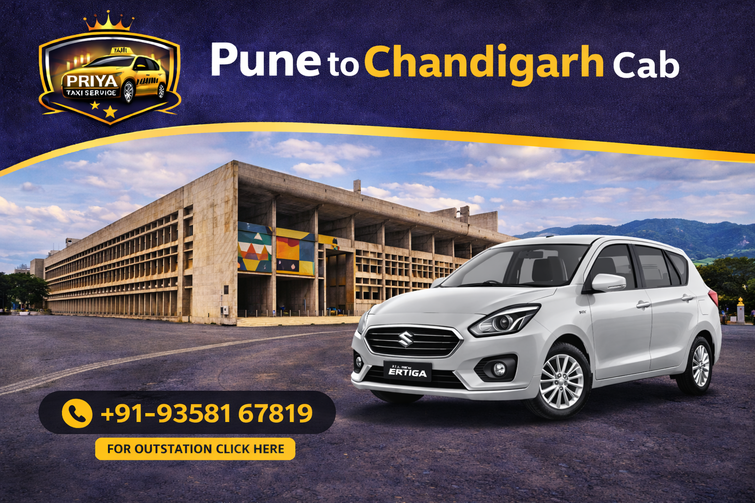Pune to chandigarh cab - best service and economical price