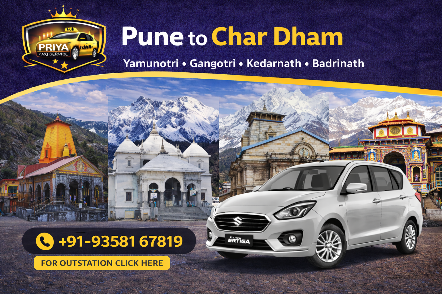 Pune to Chardham cab - best service and economical price