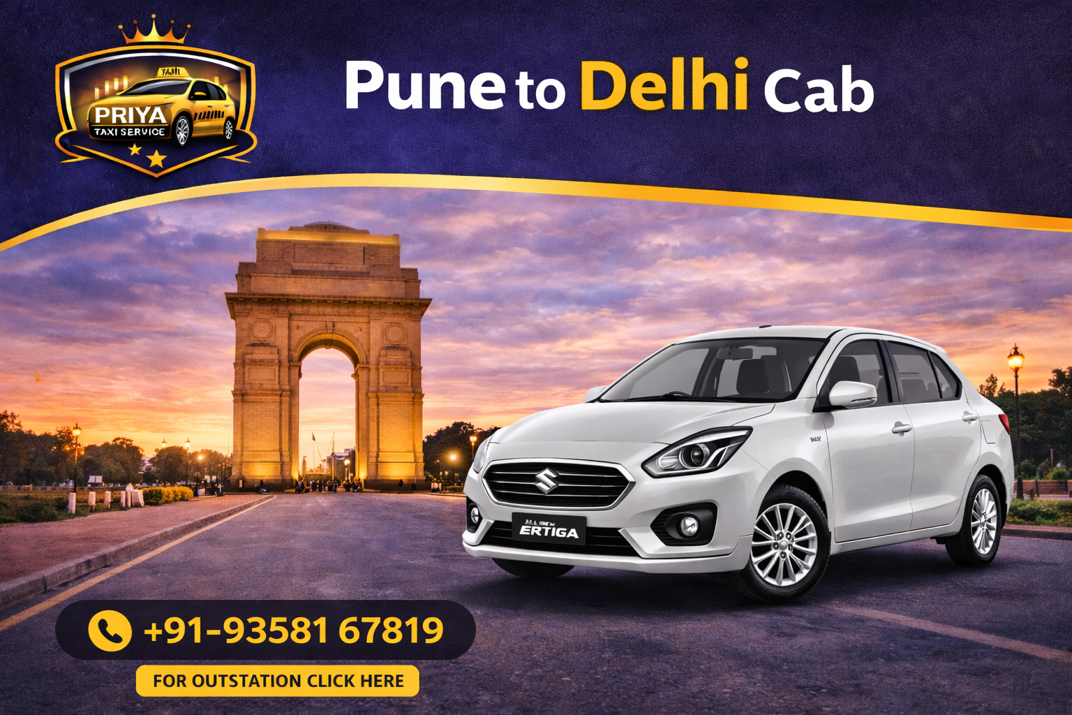 Pune to Delhi cab - best service and economical price